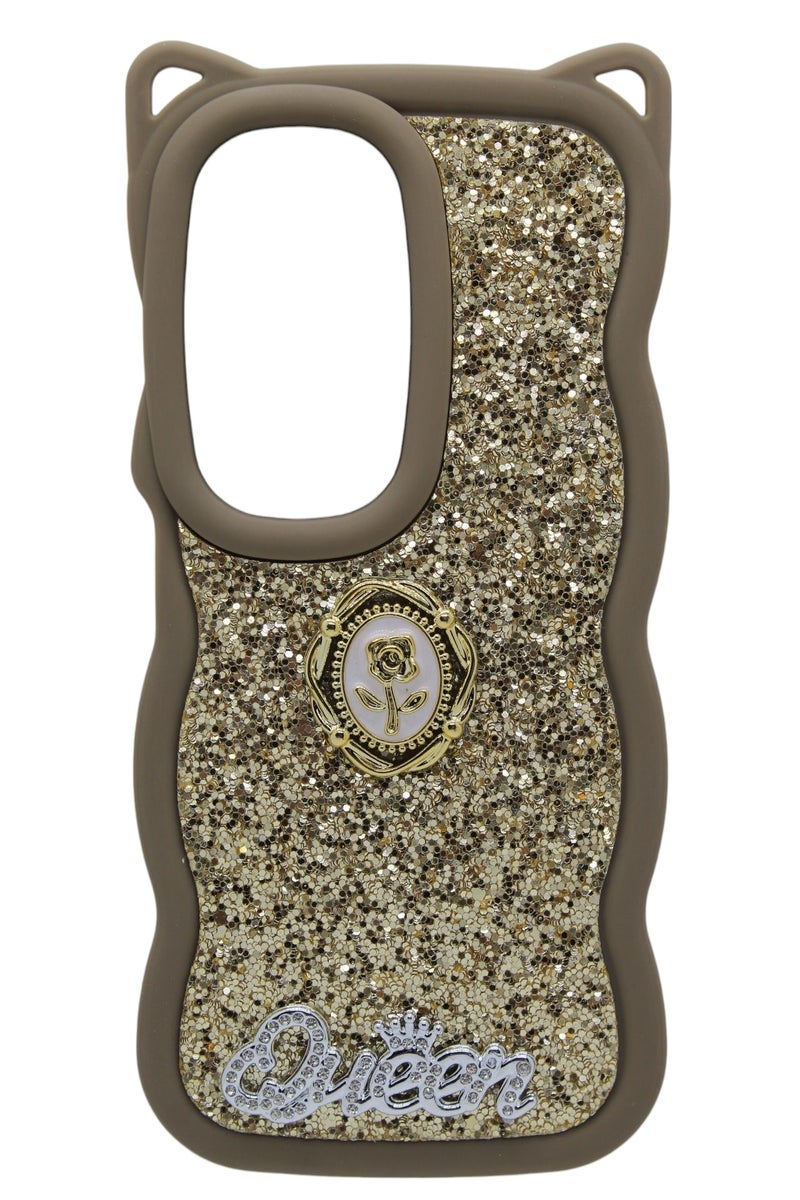 C.F.S Glitter Plastic Back Cover With Cute Design For Infinix Hot 50 - Gold - Image 1