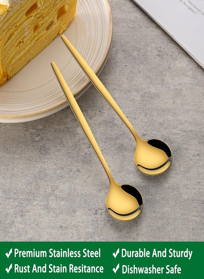Dehov 5.1 Inch Coffee & Tea Spoon,6 Pieces Gold Stainless Steel Teaspoon,Mini Spoons For Dessert And Coffee,Durable Demitasse Coffee Spoons For Dessert - Image 3