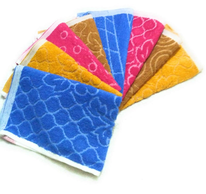Cotton Colors Cotton Colors Floral Design Hand Towels (Medium, Multicolor, Pack of 8)_t063  - Image 1