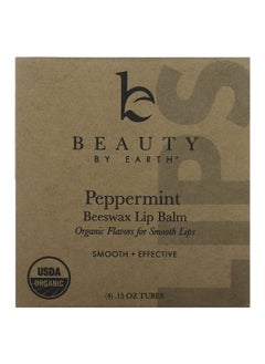 Beauty by Earth Beauty By Earth, Organic Beeswax Lip Balm, Peppermint, 4 Tubes, 0.15 oz Each  - Image 2