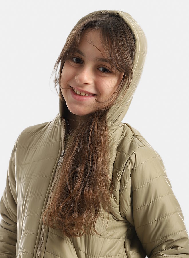 Andora Premium Quality With A Stylish Touch and a Hooded Collar Inner Fleeced Winter Jacket _ Beige - Image 3