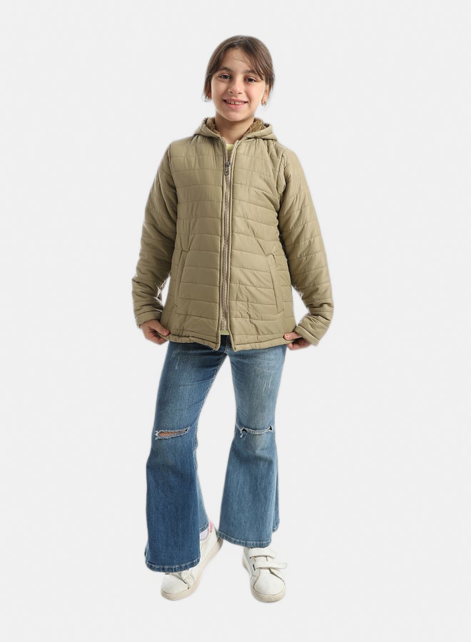 Andora Premium Quality With A Stylish Touch and a Hooded Collar Inner Fleeced Winter Jacket _ Beige - Image 5