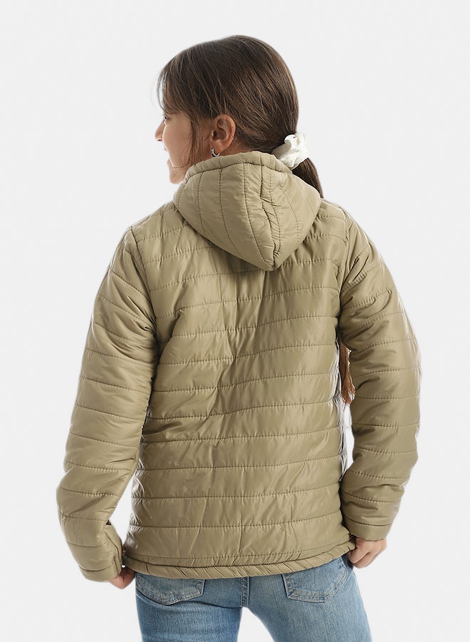 Andora Premium Quality With A Stylish Touch and a Hooded Collar Inner Fleeced Winter Jacket _ Beige - Image 4