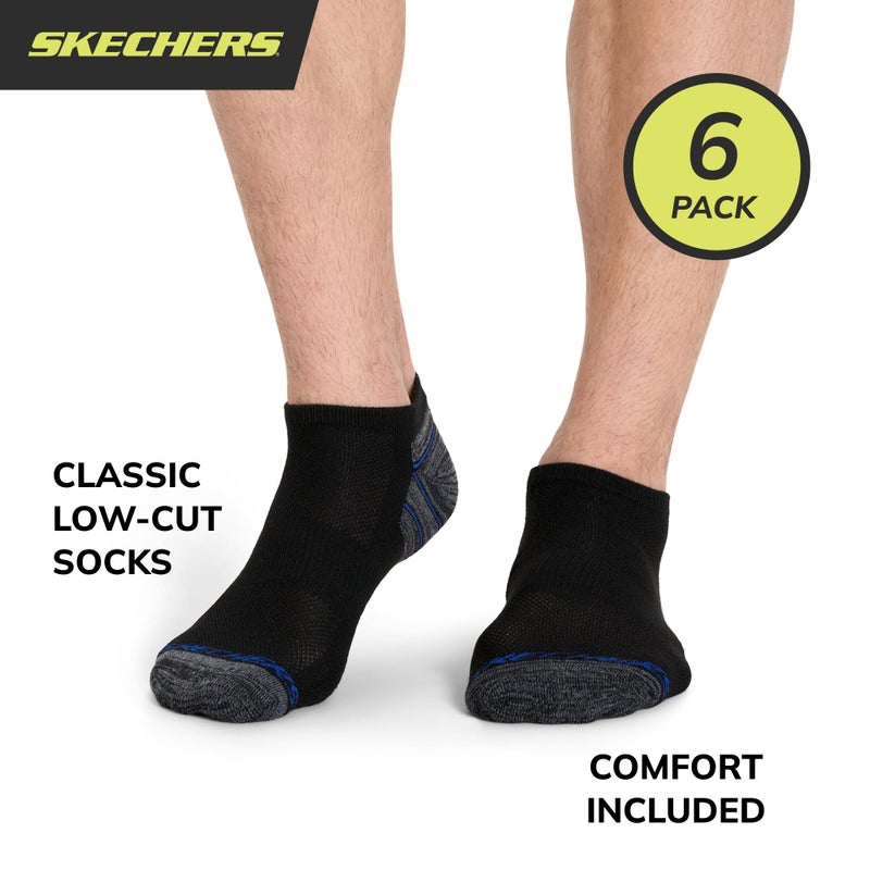 Skechers mens 6 Pack Low Cut Running Socks, Black, 10 13 US - Image 2