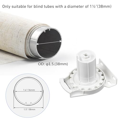 HUIYEETEX #560 Universal Roller Shade Replacement Parts, Roller Blind Fitting Repair Kit for 1.5"(38mm) Tube with R16 Clutches, Metal Bracket, and End Plug - Image 3