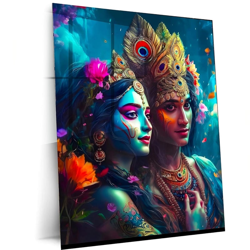 TURTLEWINGS Eternal Love Portrait of Radha Krishna Poster Frames HD Metal Print 12 15 inch