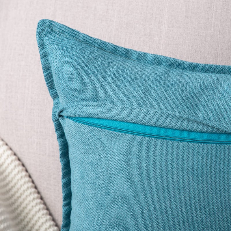 MADIZZ MADIZZ Set of 2 Short Chenille Throw Pillow Covers 18x18 Inch Pale Blue Soft Decorative Cushion Cover for Sofa Bedroom Pillow Shell  - Image 3