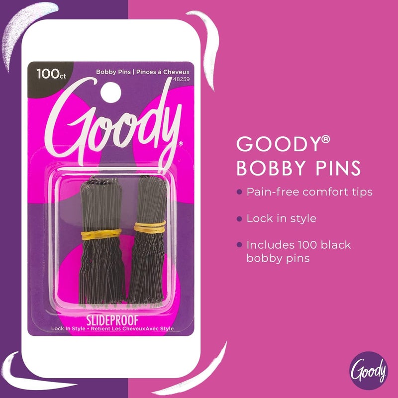 Goody Styling Essentials Black Bobby Pins - 100 Count for Secure Hair Styling - Image 2