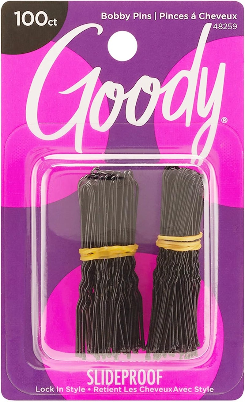 Goody Styling Essentials Black Bobby Pins - 100 Count for Secure Hair Styling - Image 1