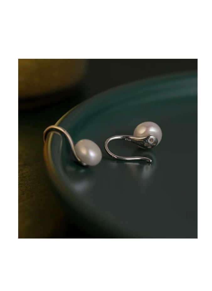 xozgdovg Earrings for women light luxury high sense earrings sterling silver earrings just round shell beads large pearls  - Image 1