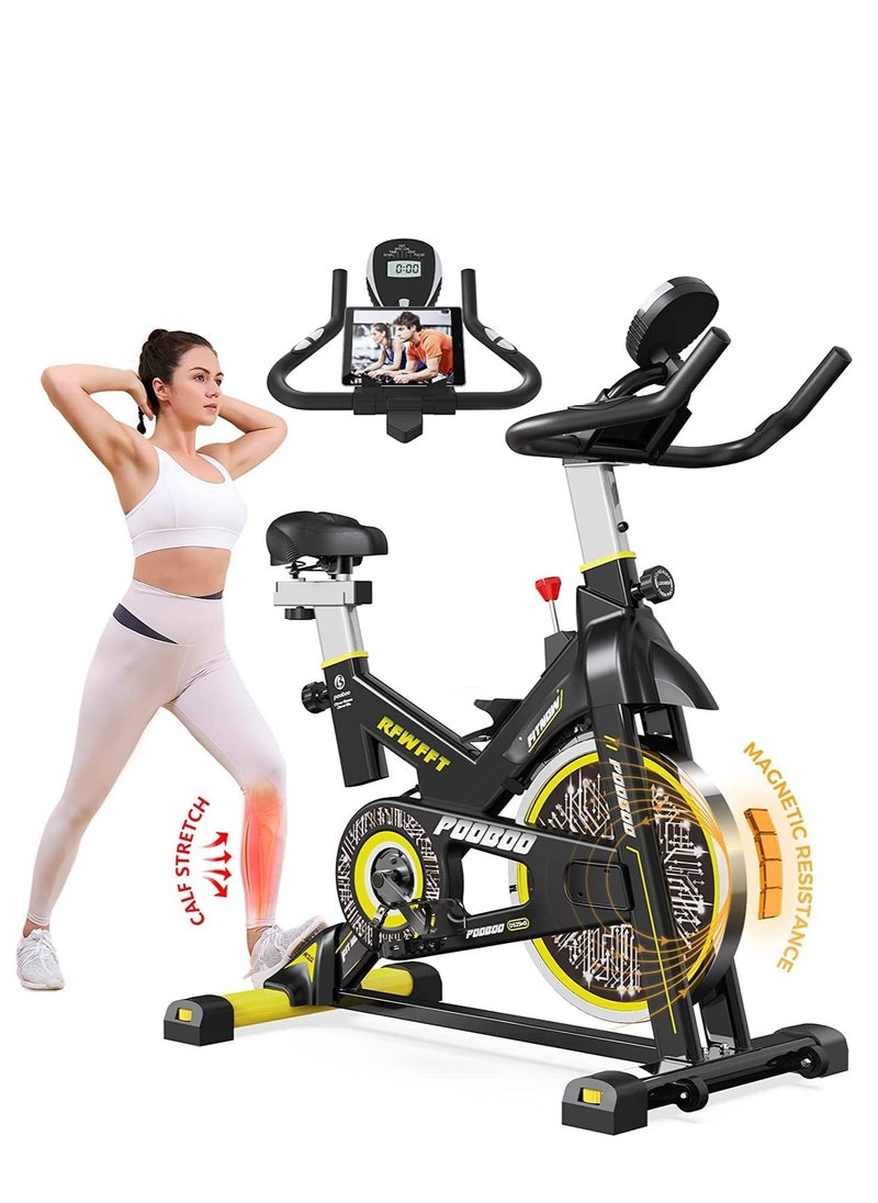 Pooboo D525DM Spinning Bike Magnetic Resistance Indoor Cycling Bike, Yellow  - Image 1
