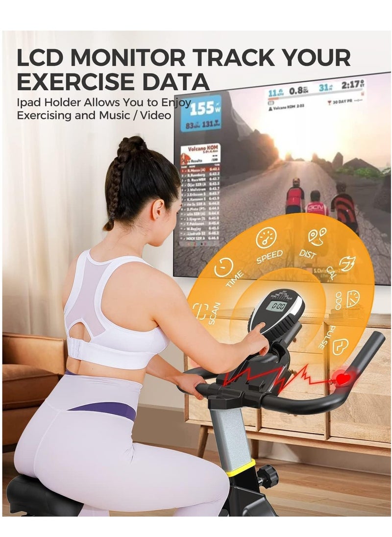Pooboo D525DM Spinning Bike Magnetic Resistance Indoor Cycling Bike, Yellow  - Image 3