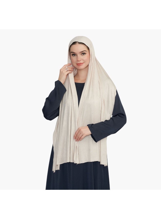 LIFESTYLE Embellished Hijab in Beige for Women - Image 2