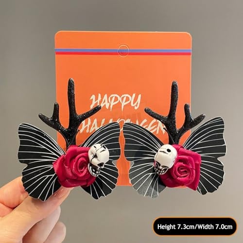 TLISMI Skull Hair Clips for Women & Girls – Gothic Rose Antler Hair Accessories with Butterfly Wings – Spooky Costume Headpiece for Cosplay, Trick or Treat, Day of the Dead & Halloween Party - Image 3