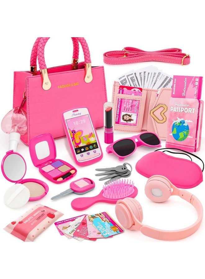 Hohosunlar Little Girl Purse with Pretend Makeup for Toddlers, 49PCS Kids Play Purse Set - Princess Toy Accessories, Pretend Play Headset Wallet Phones Sunglasses Keys Credit Cards Birthday Gift for Girls Age 3+  - Image 1