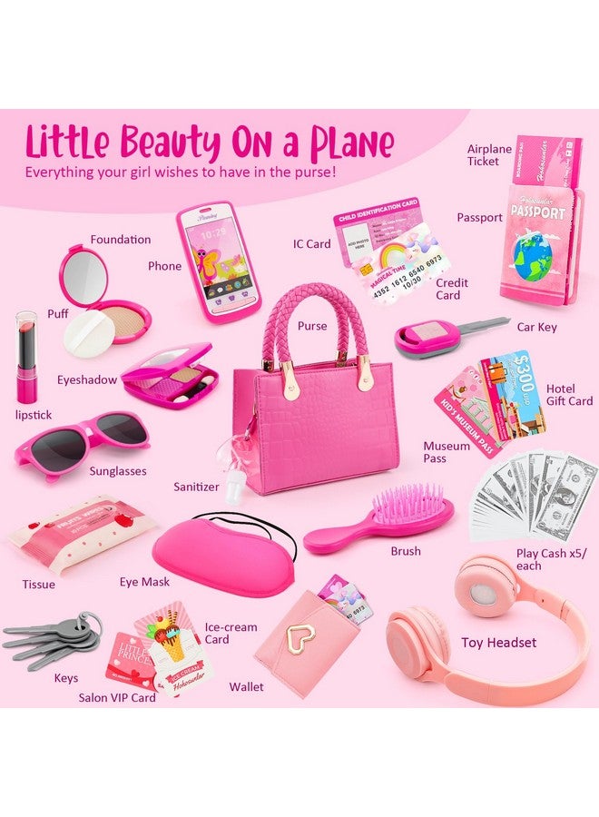 Hohosunlar Little Girl Purse with Pretend Makeup for Toddlers, 49PCS Kids Play Purse Set - Princess Toy Accessories, Pretend Play Headset Wallet Phones Sunglasses Keys Credit Cards Birthday Gift for Girls Age 3+  - Image 2