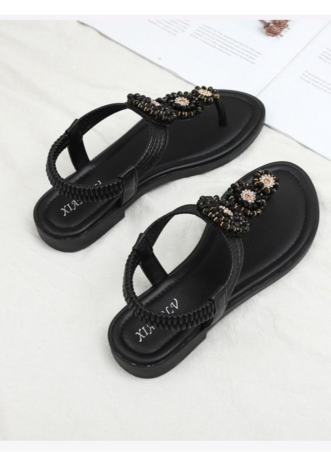 Loquat Casual And Versatile Flat Sandals 1.5CM Black  - Image 3