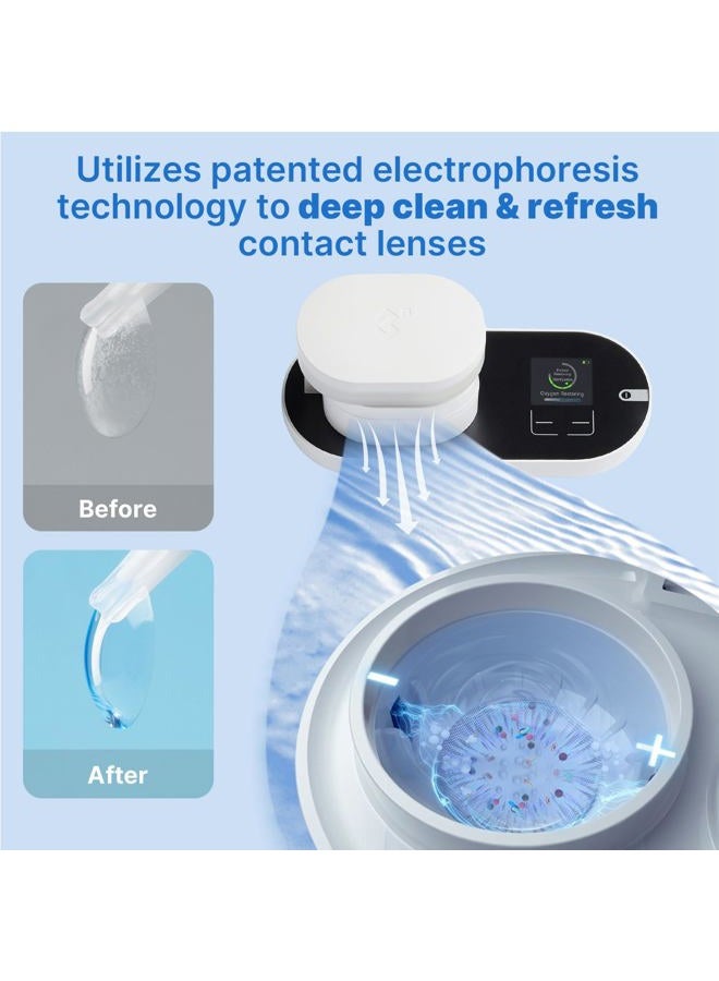 3N ReO2 Gen6 Soft Contact Lens Cleaner for Moisture Retention, Advanced Cleaning Solution with Electrophoresis Technology, Deep Clean and Rehydrate in 10 Min, with Mirror and Tweezer (White) - Image 2
