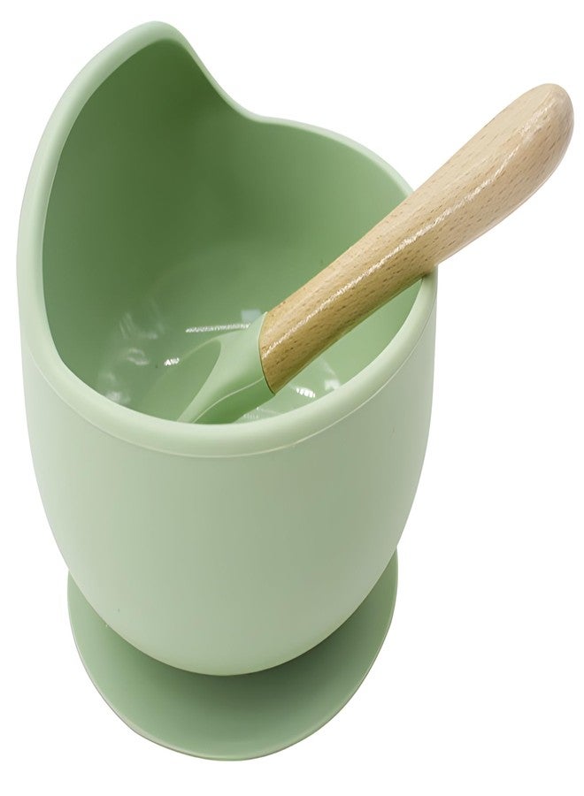 yomith Baby Bowls with Spoon, Suction Stay Put Silicone Food Bowl for Babies Kids Toddlers Infants, Food Grade BPA-Free Safe Soft Silicone (Green) - Image 1