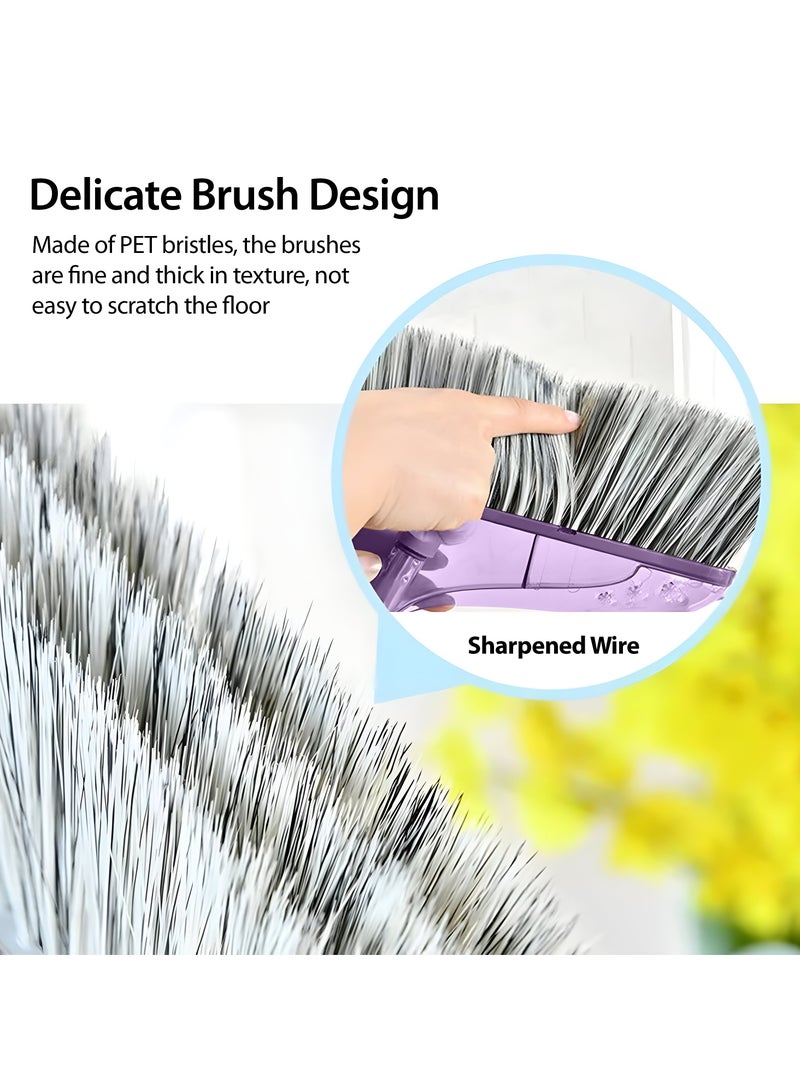 دريزو مجموعة مكنسة ومجرفة بمقبض طويل لتنظيف الأرضيات بكفاءة ولا تترك أي غبار، مكنسة شفافة عالية الجودة ومجرفة للمنزل والمطبخ والمكتب، أرجواني - Image 5