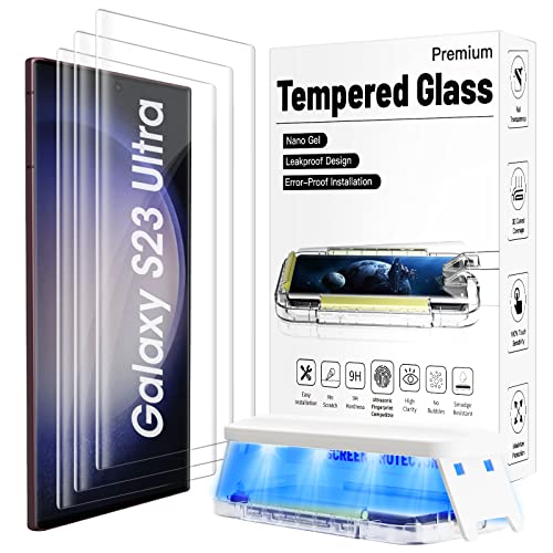 Ni-SHEN 3 Pack Galaxy S23 Ultra Screen Protector Tempered Glass 3D Curved Edge 100% Fingerprint Unlocking, Scratch & Impact Protection HD Clear & Smooth Touch for Samsung S23 Ultra - Image 1