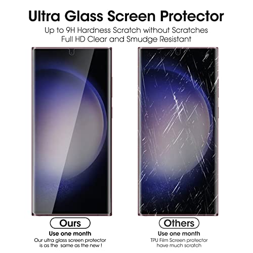 Ni-SHEN 3 Pack Galaxy S23 Ultra Screen Protector Tempered Glass 3D Curved Edge 100% Fingerprint Unlocking, Scratch & Impact Protection HD Clear & Smooth Touch for Samsung S23 Ultra - Image 5