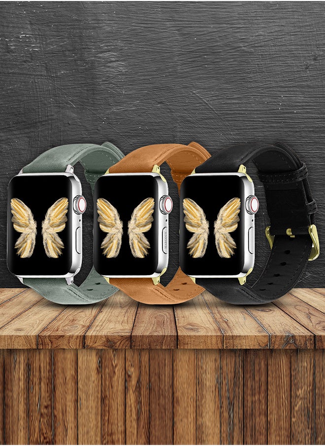 CATANES - 3 Pack For Apple Watch Band 38mm/40mm/41mm Leather Band Buckle Strap Wristband Compatible with Apple watch series 7/6/5/4/3/2/1/SE - Image 1
