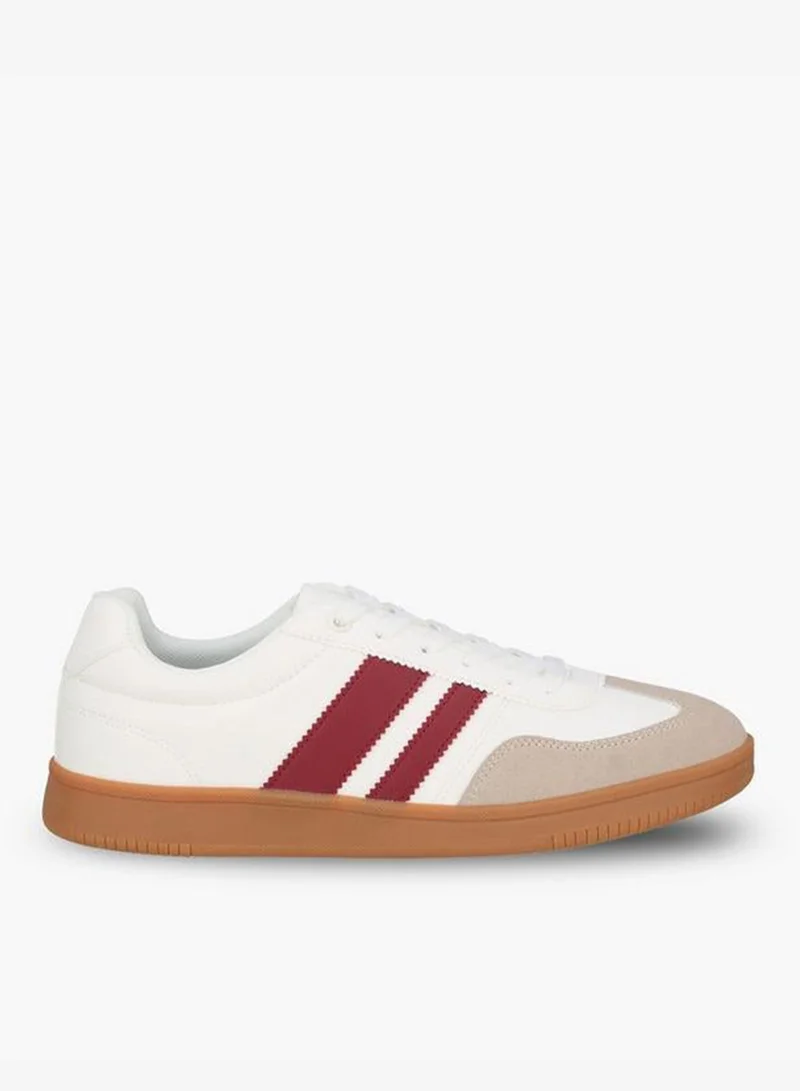 LBL By Shoexpress BURGUNDY Men Striped Lace-Up Ankle Sneakers for Men | Best Price UAE