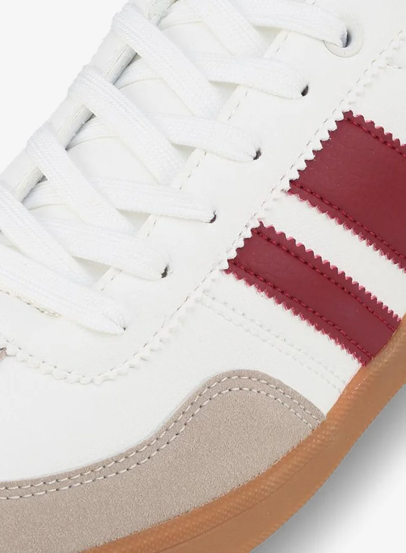 LBL By Shoexpress BURGUNDY Men Striped Lace-Up Ankle Sneakers for Men | Best Price UAE