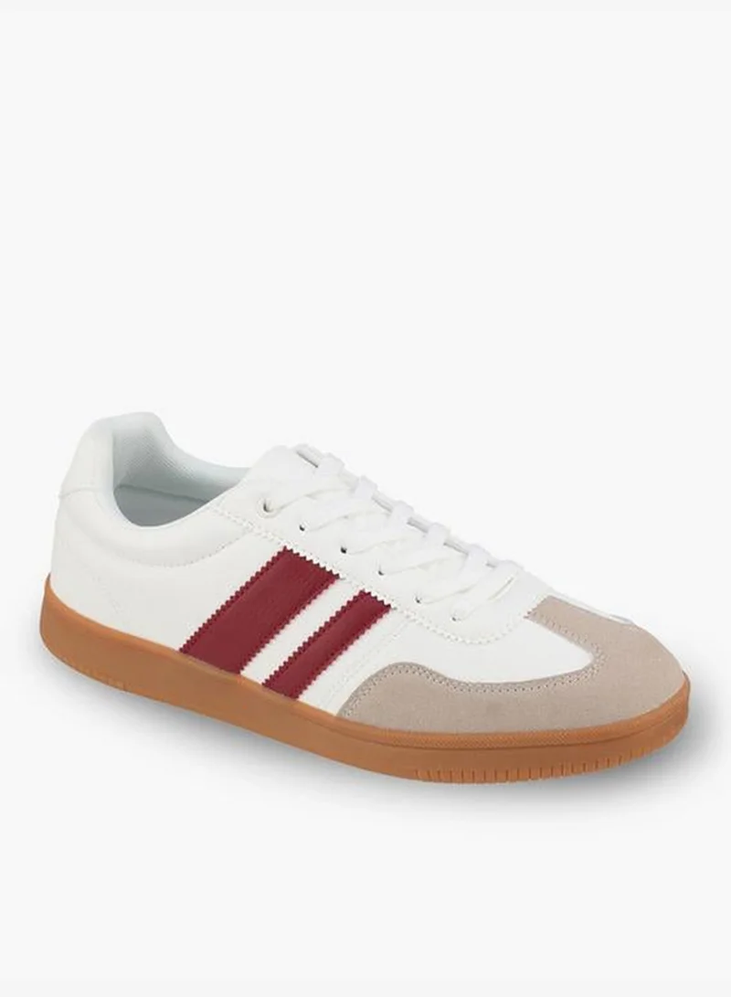 LBL By Shoexpress BURGUNDY Men Striped Lace-Up Ankle Sneakers for Men | Best Price UAE