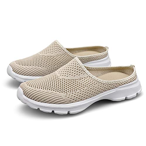 ChicWind Womens Backless Mule Sneaker Summer Mesh Slip On Flat Shoes Khaki 10 - Image 3