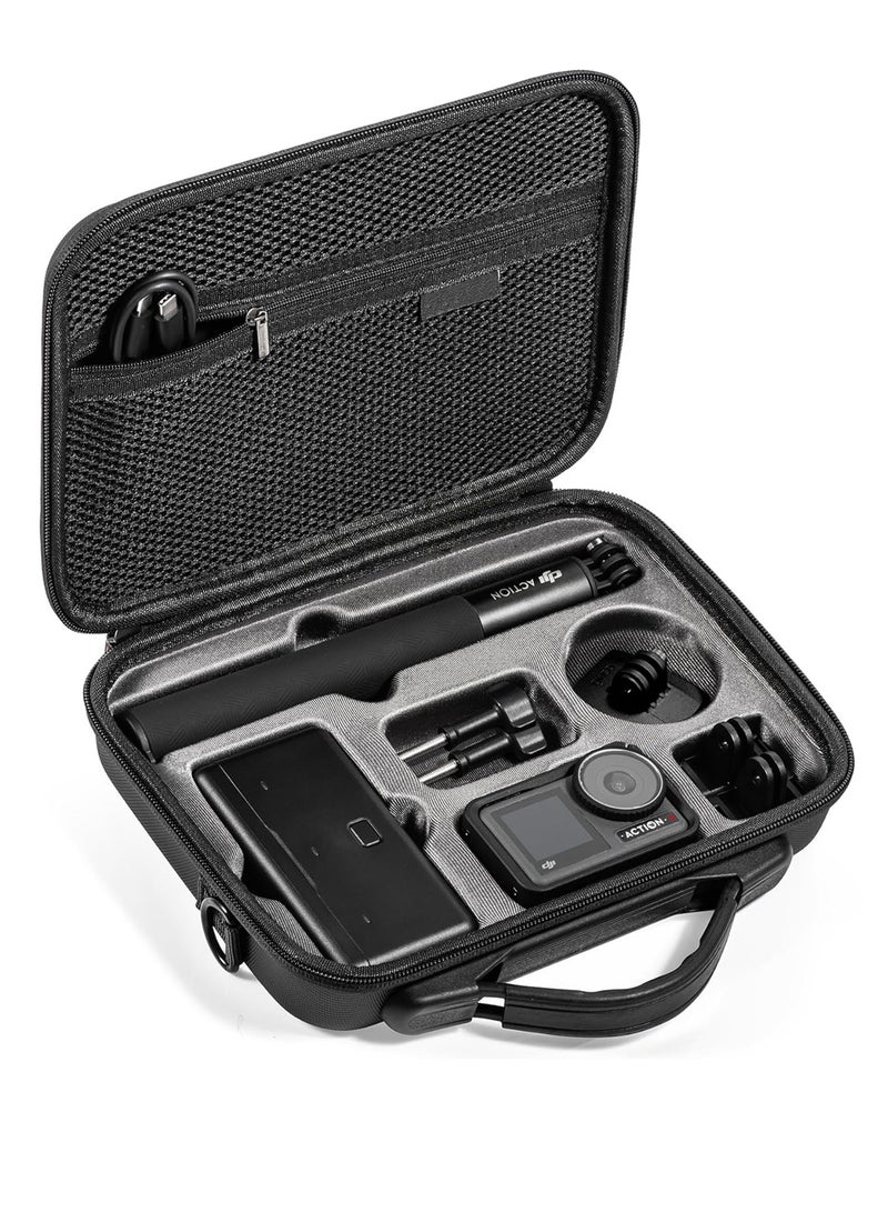 Oasisgalore Protective Carrying Case for DJI Osmo Action 3/4/5 Adventure Combo Accessories - Hard Shell & PU Leather Carrying Bag - Image 1