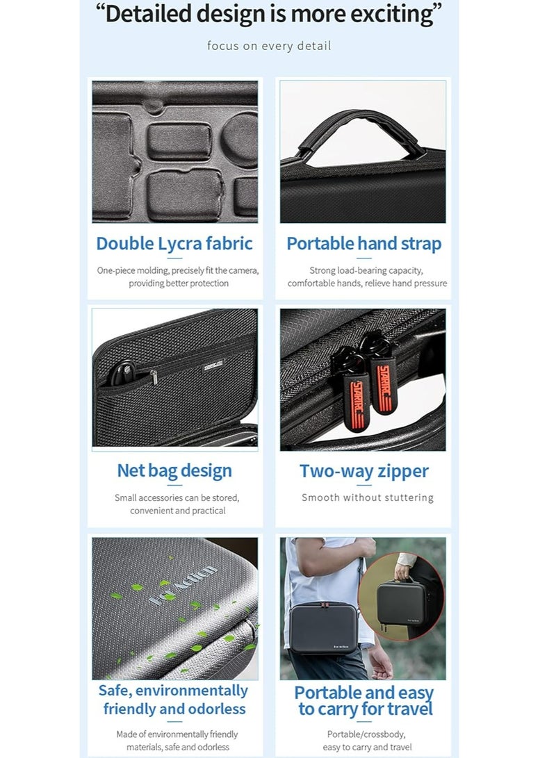 Oasisgalore Protective Carrying Case for DJI Osmo Action 3/4/5 Adventure Combo Accessories - Hard Shell & PU Leather Carrying Bag - Image 5