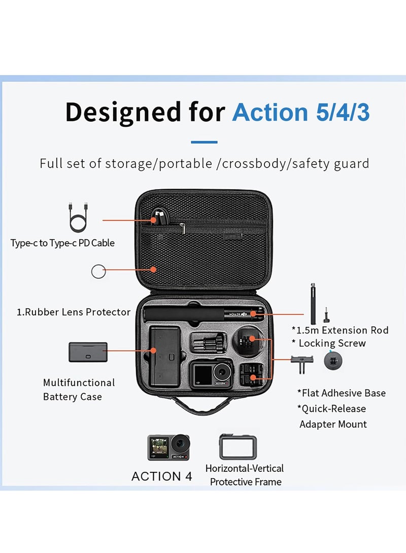 Oasisgalore Protective Carrying Case for DJI Osmo Action 3/4/5 Adventure Combo Accessories - Hard Shell & PU Leather Carrying Bag - Image 3