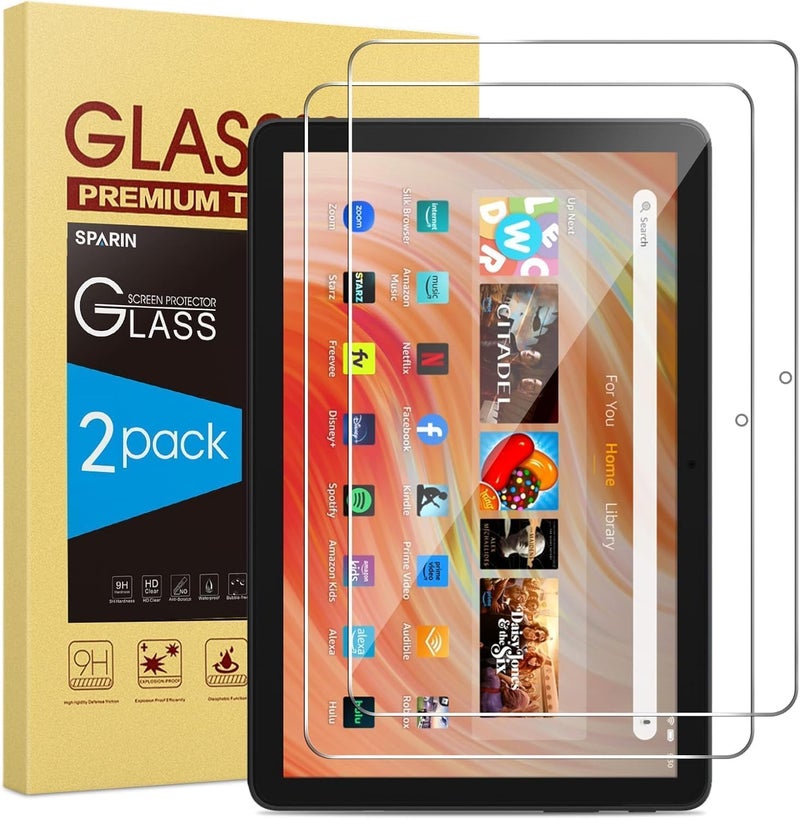 سبراين حزمة مكونة من 2 واقي شاشة متوافق مع جهاز All-new Fire HD 10 2021 / Fire HD 10 Plus / Fire HD 10 Kids / Fire HD 10 Kids Pro Tablet 2021 المُطلق، زجاج المقوى/استجابة عالية - Image 1