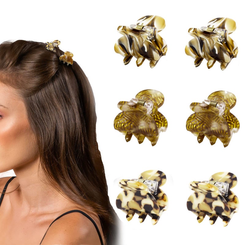 Cobahom 6Pcs 1.06 Inch Small Hair Clips Mini Claws Clips for Thin Thick Hair, Cellulose Acetate Jaw Clips for Hair Styling, Tortoise Shell Barrettes for Women Girls (Brown) - Image 1