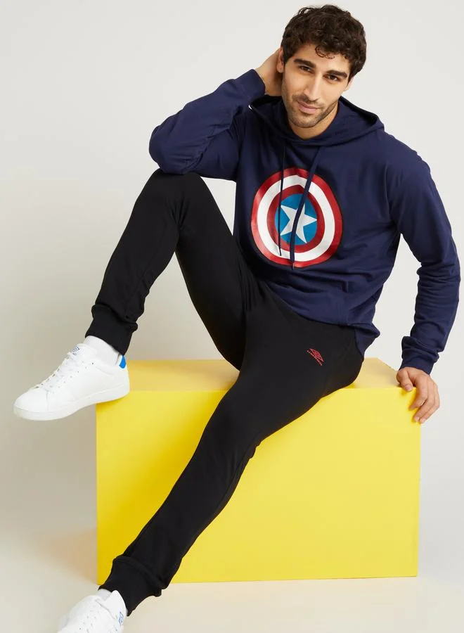 صن بيرن باي ستايلي Avengers HD Print Hoodie with Kangaroo Pocket Detail
