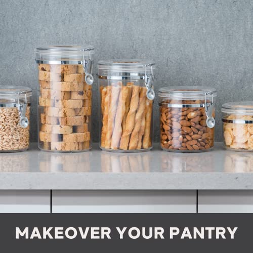 Oggi Tall Clear Canister with Clamp Lid, 58 oz - Large Airtight Food Storage Container, Ideal for Kitchen & Pantry Storage of Bulk, Dry Foods Including Pasta & Spaghetti - Image 3