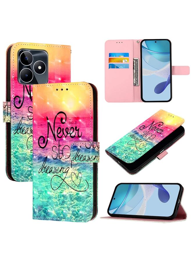 اس-توب جراب لهاتف Realme Note 50 / C51 / C53 / Narzo N53 جراب هاتف جلدي قابل للطي أفقيًا برسومات ثلاثية الأبعاد - Image 1