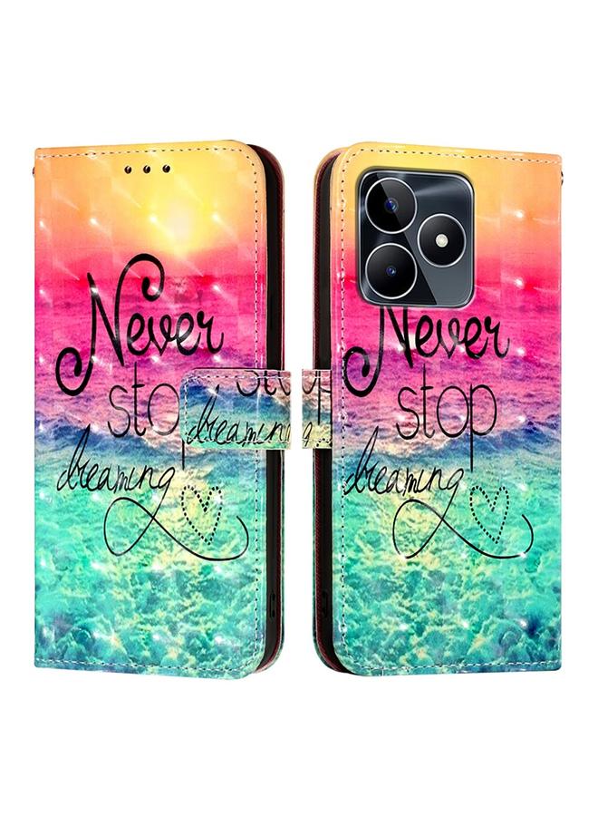 اس-توب جراب لهاتف Realme Note 50 / C51 / C53 / Narzo N53 جراب هاتف جلدي قابل للطي أفقيًا برسومات ثلاثية الأبعاد - Image 2