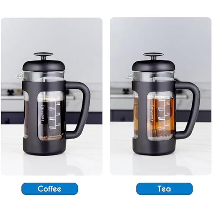 EASYWORKZ French Press 350Ml Cafetiere Coffee Tea Maker With Borosilicate GlassSoft Grip Handle  Black - Image 5