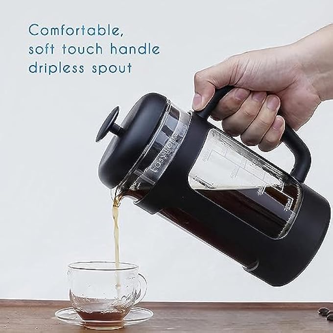 EASYWORKZ French Press 350Ml Cafetiere Coffee Tea Maker With Borosilicate GlassSoft Grip Handle  Black - Image 4