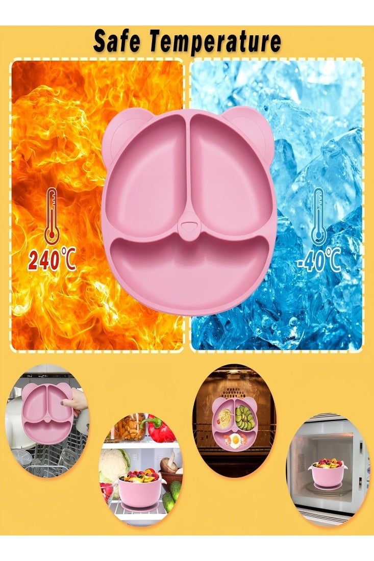 آي ميس يو مجموعة تغذية الأطفال من السيليكون، 11 قطعة من لوازم فطام الأطفال المزودة بتقنية LED، مريلة للأطفال الصغار، كوب مقسم، طبق ووعاء، طقم ملاعق ذاتية التغذية، أدوات طعام للأطفال، لوازم تغذية الأطفال الصغار - Image 4