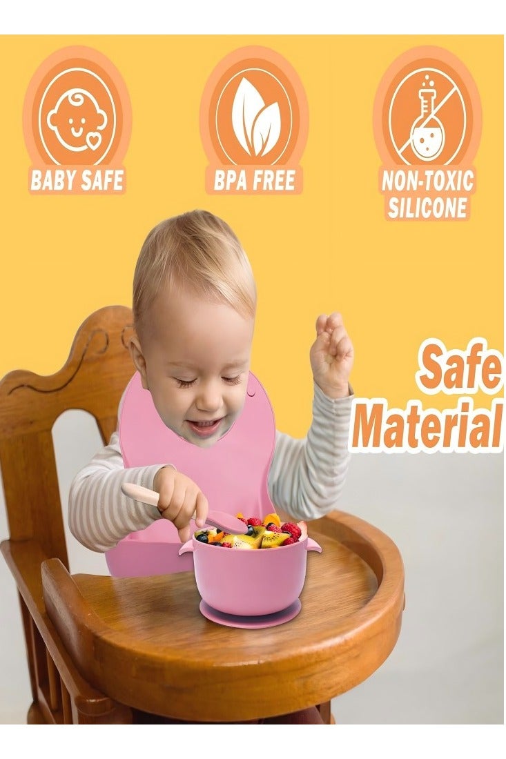 آي ميس يو مجموعة تغذية الأطفال من السيليكون، 11 قطعة من لوازم فطام الأطفال المزودة بتقنية LED، مريلة للأطفال الصغار، كوب مقسم، طبق ووعاء، طقم ملاعق ذاتية التغذية، أدوات طعام للأطفال، لوازم تغذية الأطفال الصغار - Image 5