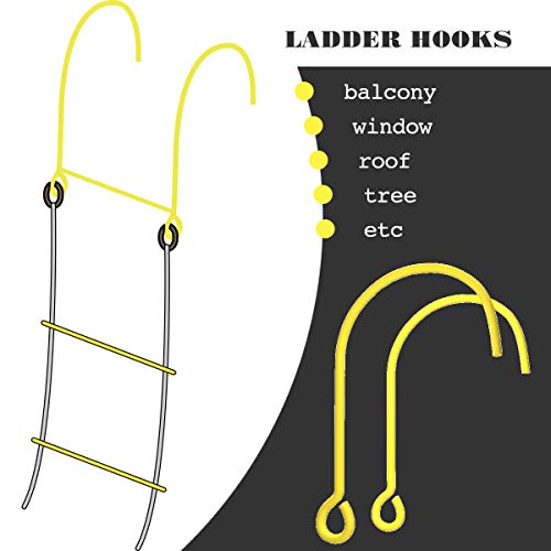 ISOP Window Hooks for Fire Escape Ladders, 2 Hooks |Iron Hooks for Rescue Rope Ladder, Emergency Hook Set Fits Most Windows - Great with Mounting Clips or Deployment Ladders - Durable & Portable - Image 2
