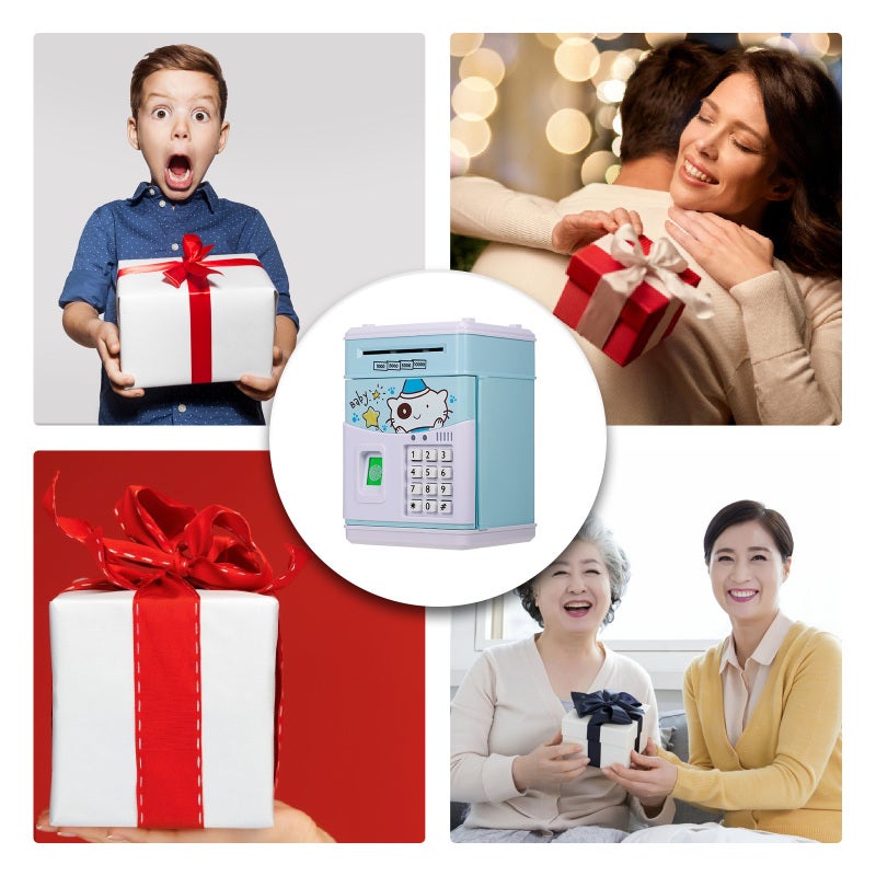 Kids Money Bank: High-Quality ABS Plastic With Fingerprint & Password Lock, Auto Scroll Cash Coin Can - 11 English Children's Songs UV Note Detection Piggy Bank for Kids - Image 5