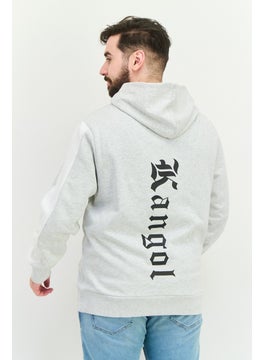 KANGOL Men Brand Logo Long Sleeves Hooded Sweatshirt, Grey/Black  - Image 3