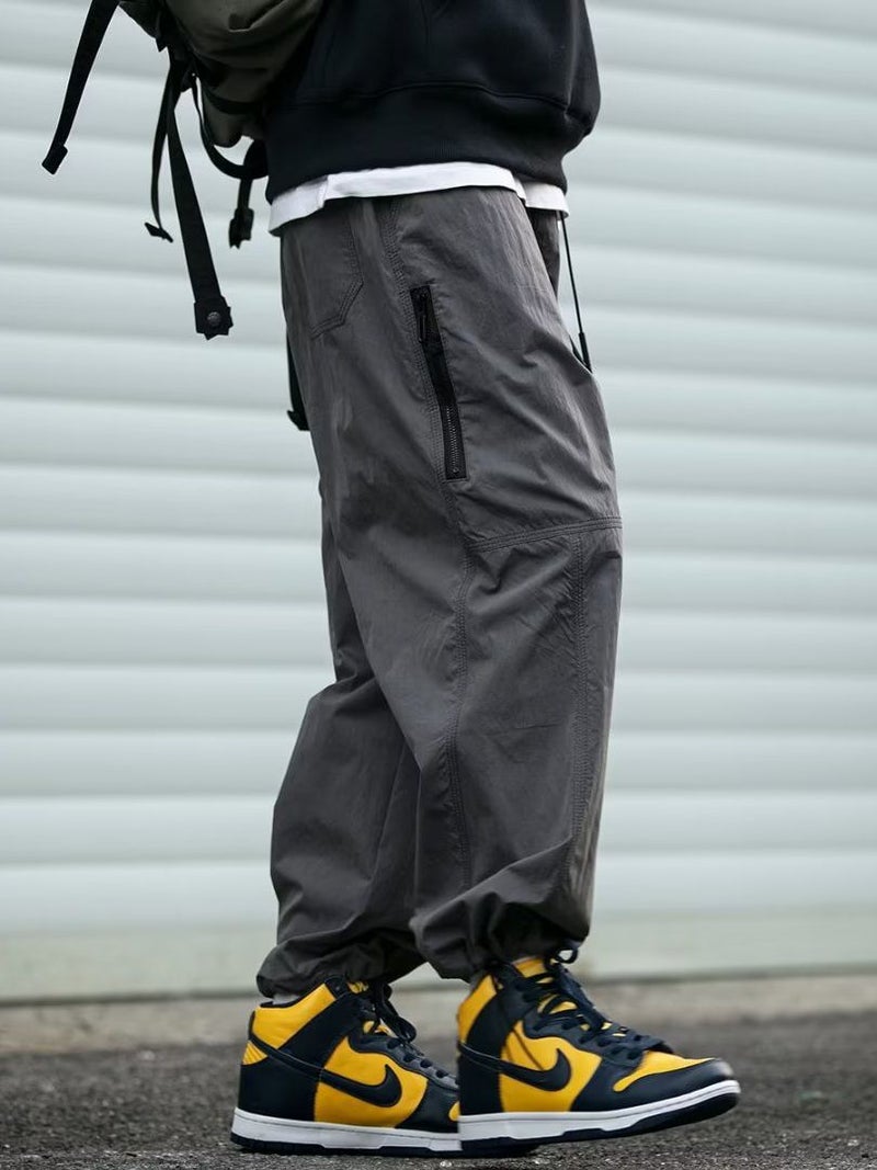 Japanese retro functional outdoor tapered pants men's loose all-match solid color ankle-tied pants fashion brand drawstring overalls casual pants - Image 3