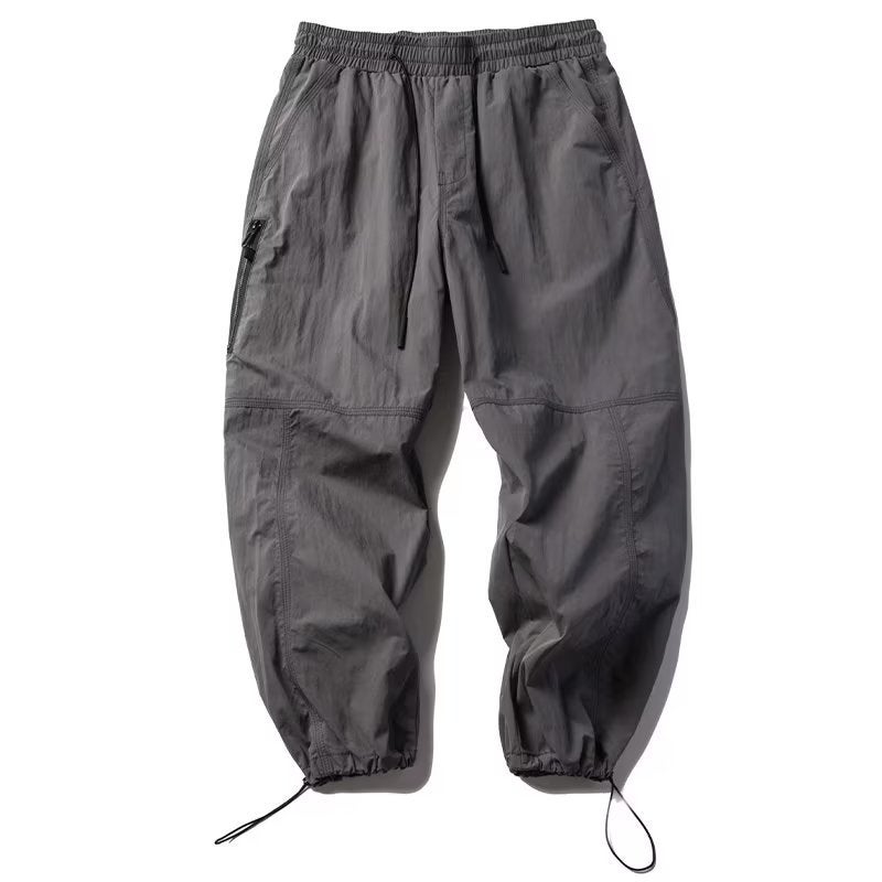 Japanese retro functional outdoor tapered pants men's loose all-match solid color ankle-tied pants fashion brand drawstring overalls casual pants - Image 1
