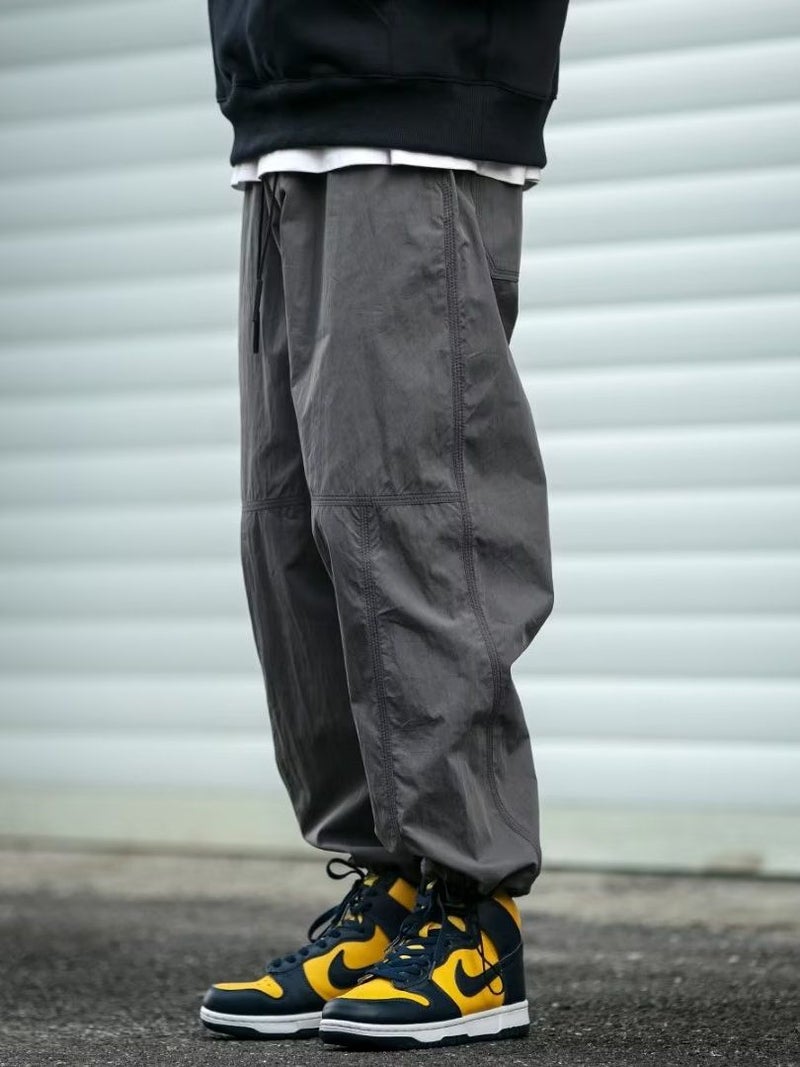 Japanese retro functional outdoor tapered pants men's loose all-match solid color ankle-tied pants fashion brand drawstring overalls casual pants - Image 4